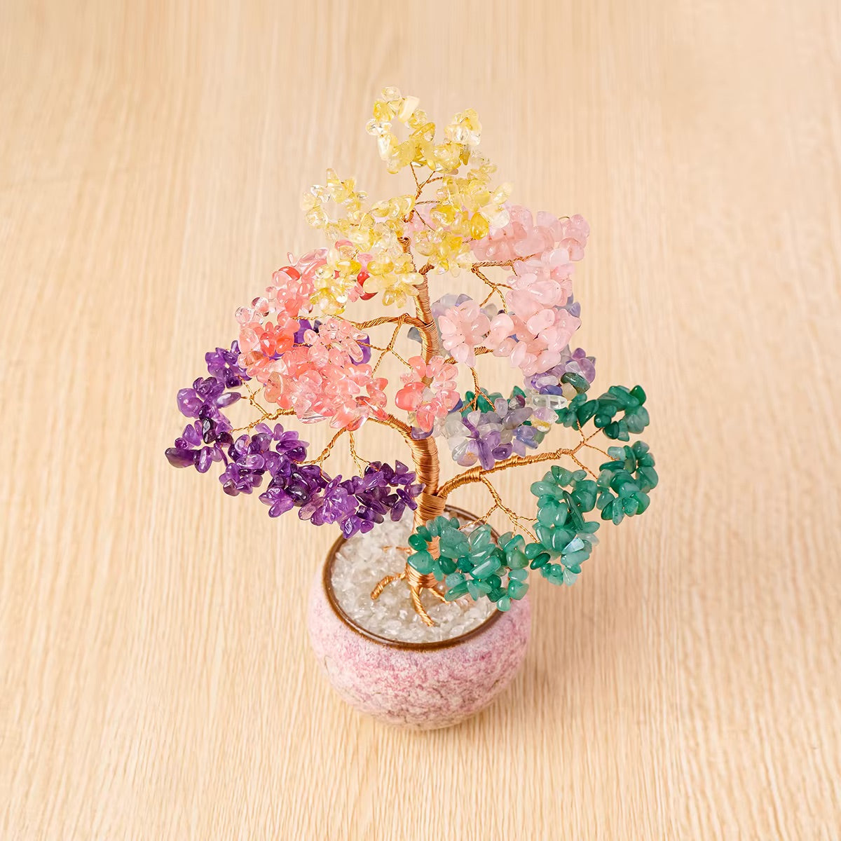 Colourful Crystal Gravel Tree Ceramic Flowerpot