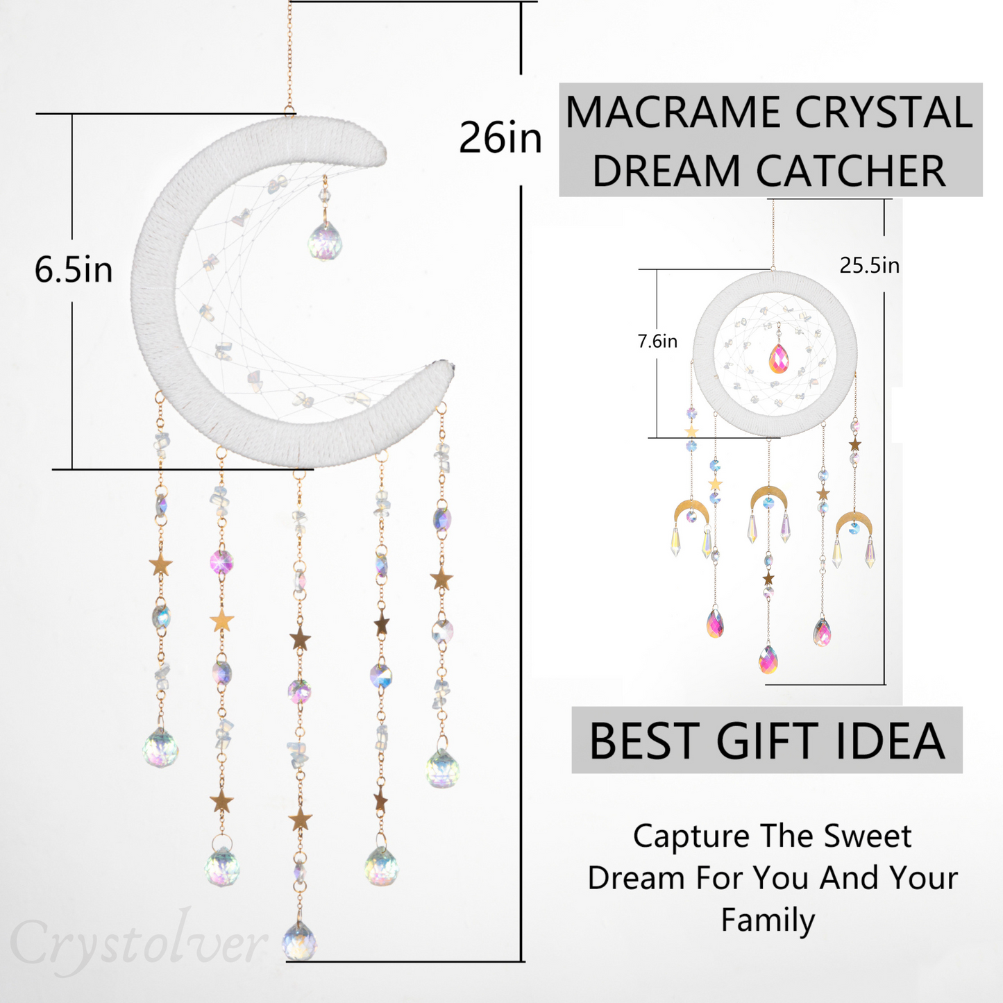 Macrame Woven Crystal Suncatcher Hanging