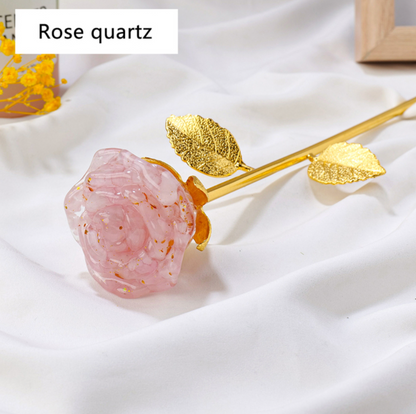 Crystal Gravel Chips Rose Flower Ornament