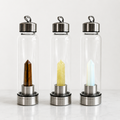 Crystal Water Bottle Cup with Natural Gemstones