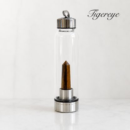 Crystal Water Bottle Cup with Natural Gemstones