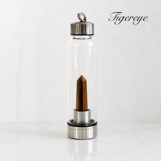 Crystal Water Bottle Cup with Natural Gemstones