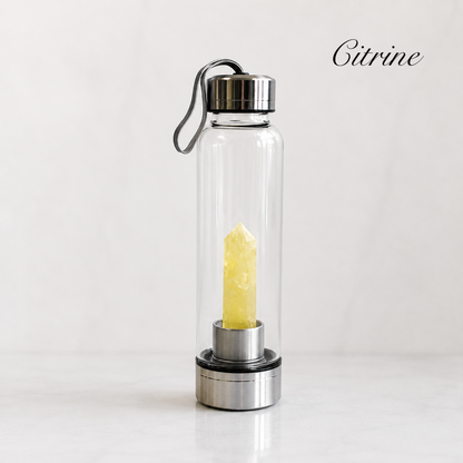 Crystal Water Bottle Cup with Natural Gemstones