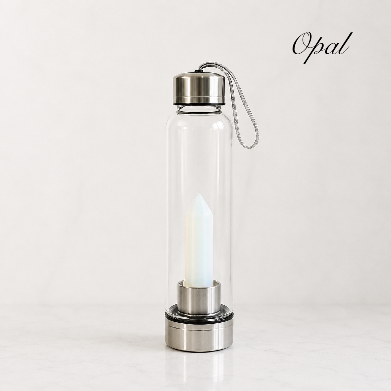 Crystal Water Bottle Cup with Natural Gemstones