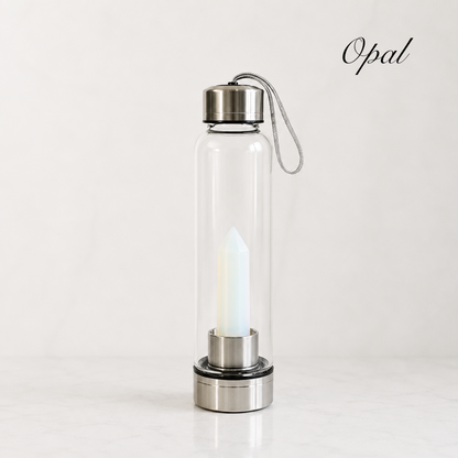 Crystal Water Bottle Cup with Natural Gemstones