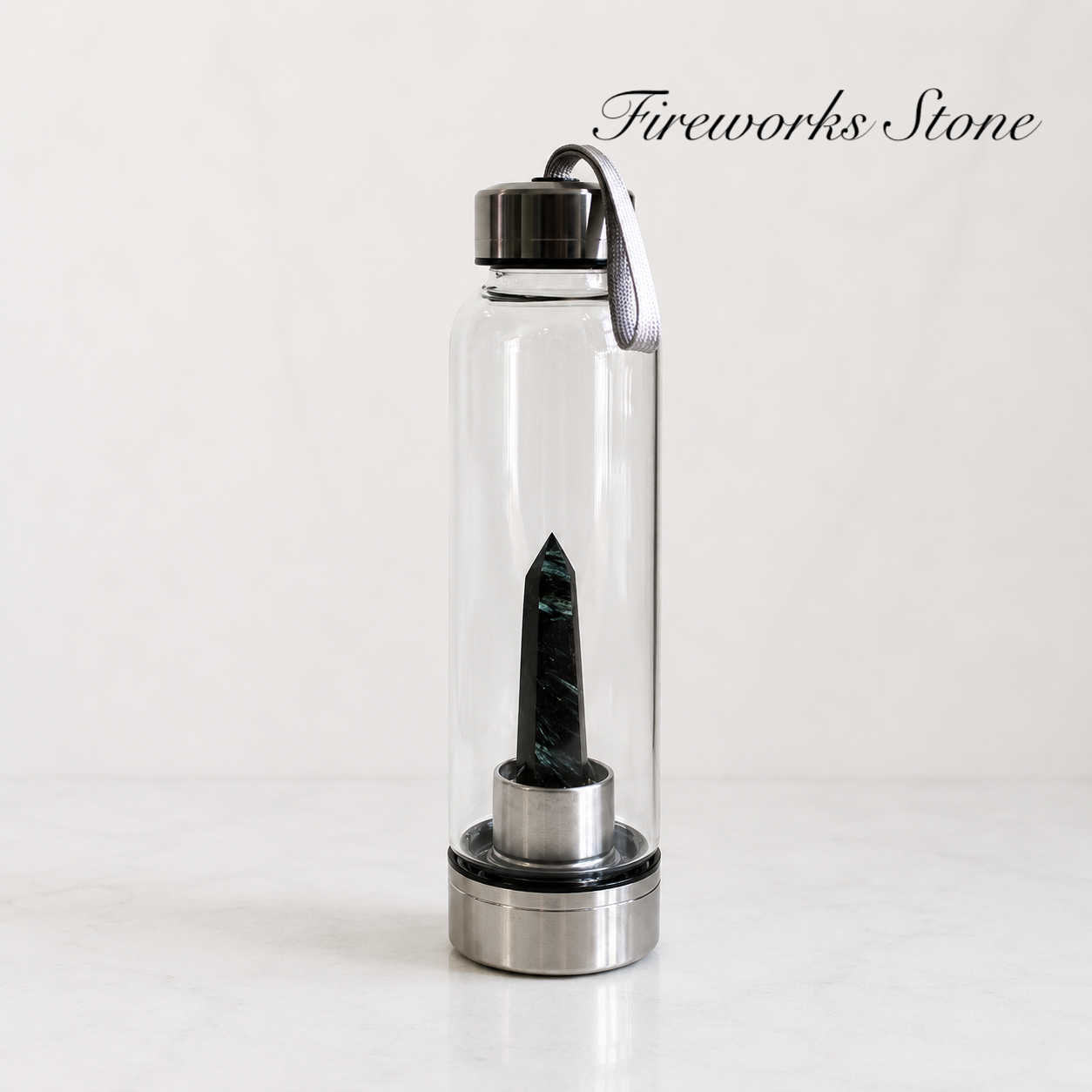 Crystal Water Bottle Cup with Natural Gemstones