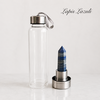 Crystal Water Bottle Cup with Natural Gemstones