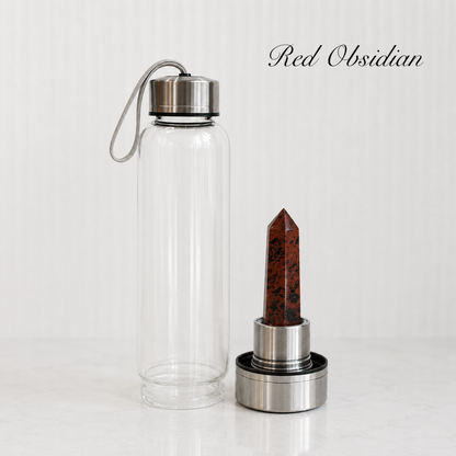 Crystal Water Bottle Cup with Natural Gemstones