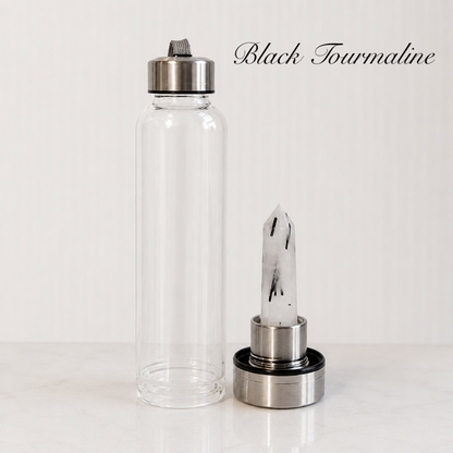 Crystal Water Bottle Cup with Natural Gemstones