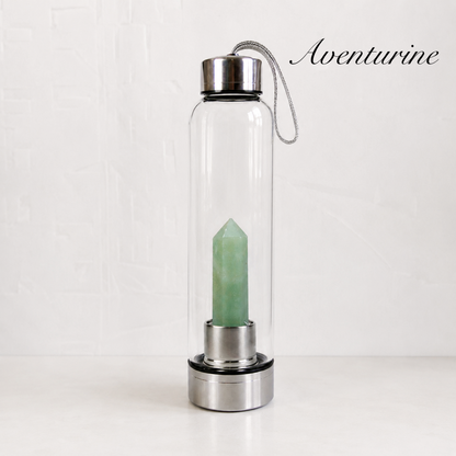 Crystal Water Bottle Cup with Natural Gemstones