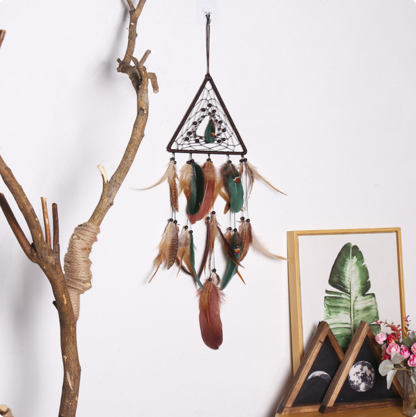 Geometric Boho Dreamcatcher with Feathers