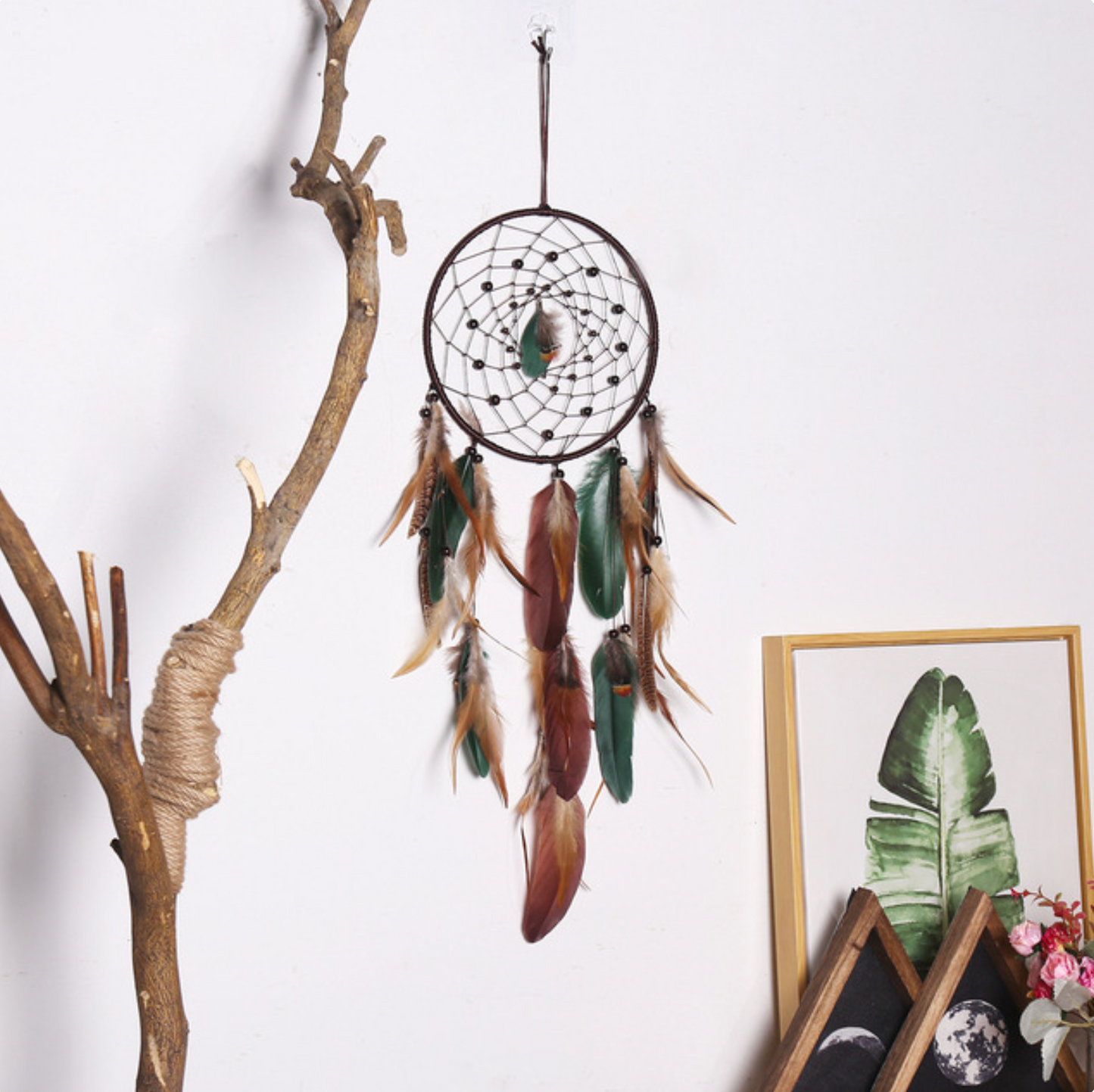 Geometric Boho Dreamcatcher with Feathers