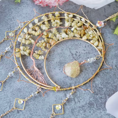 Golden Suncatcher Crystal Tree of Life Hanging