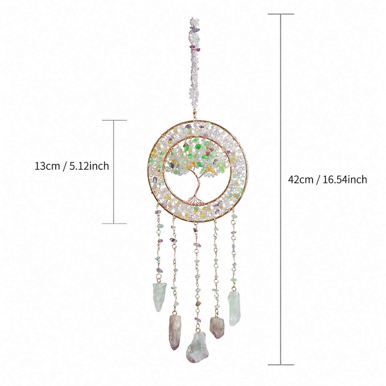 Grape Crystal Tree of Life Sun Catcher with Pearls