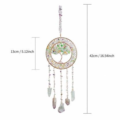 Grape Crystal Tree of Life Sun Catcher with Pearls