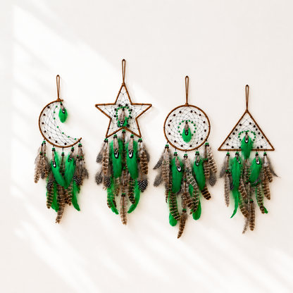 Green Boho Dream Catcher Wall Hanging Decor