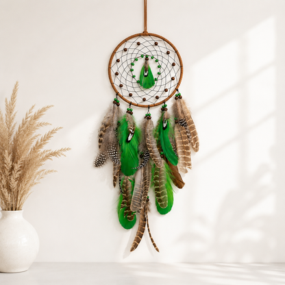 Green Boho Dream Catcher Wall Hanging Decor