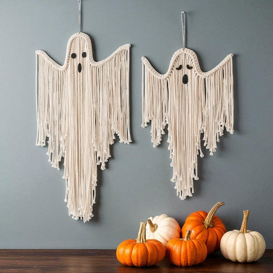 Halloween Macrame Ghost Wall Hangings