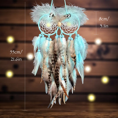 Light Blue Owl Dreamcatcher Boho Wall Decor