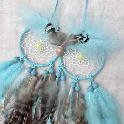 Light Blue Owl Dreamcatcher Boho Wall Decor