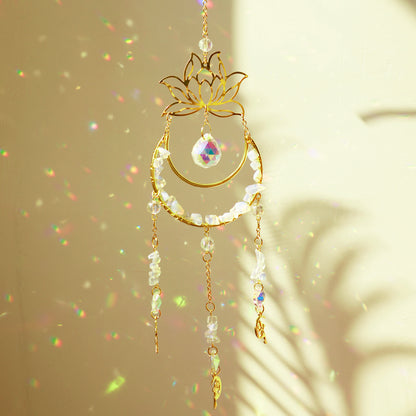 Lotus Moon Suncatcher Crystal Prism Hanging