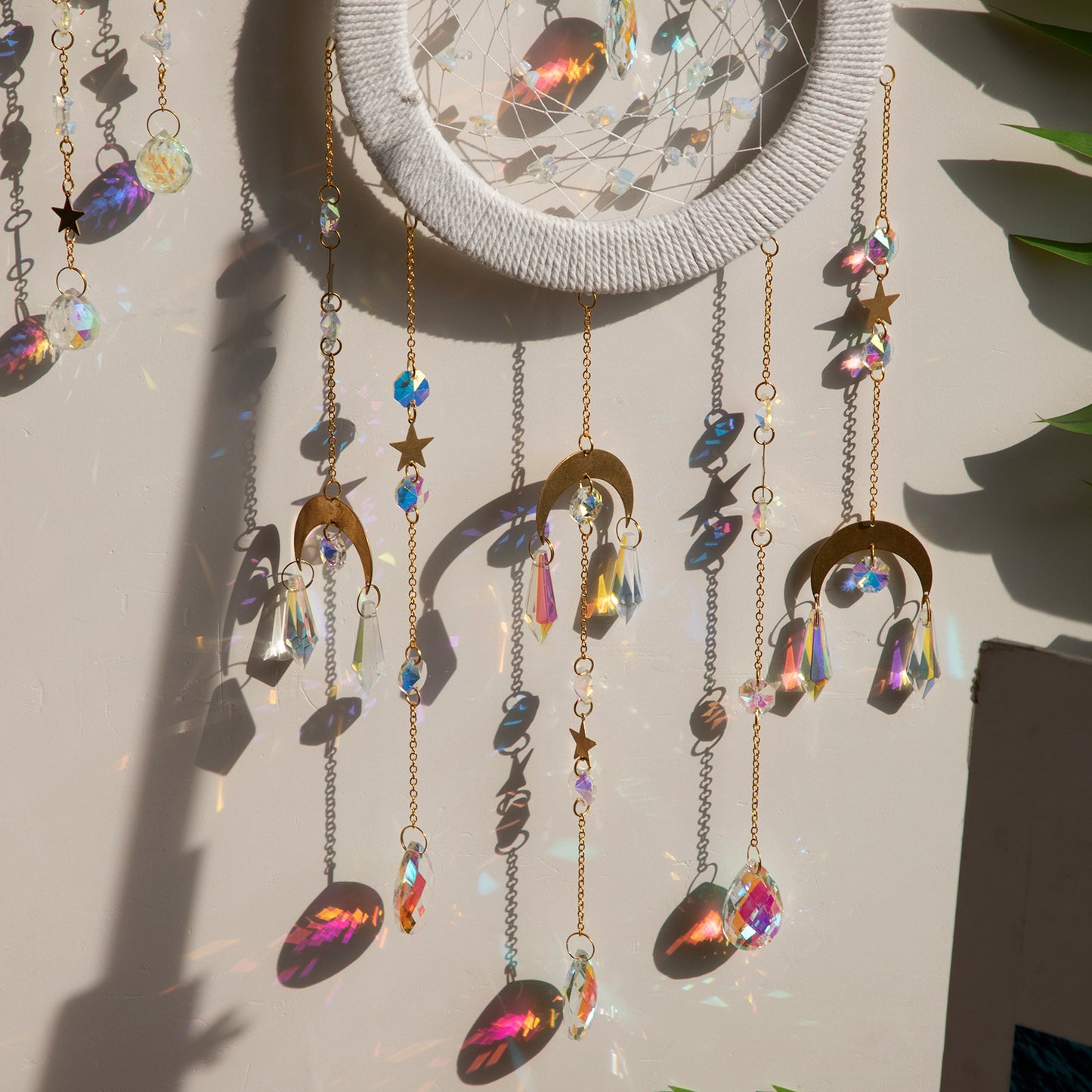 Macrame Woven Crystal Suncatcher Hanging