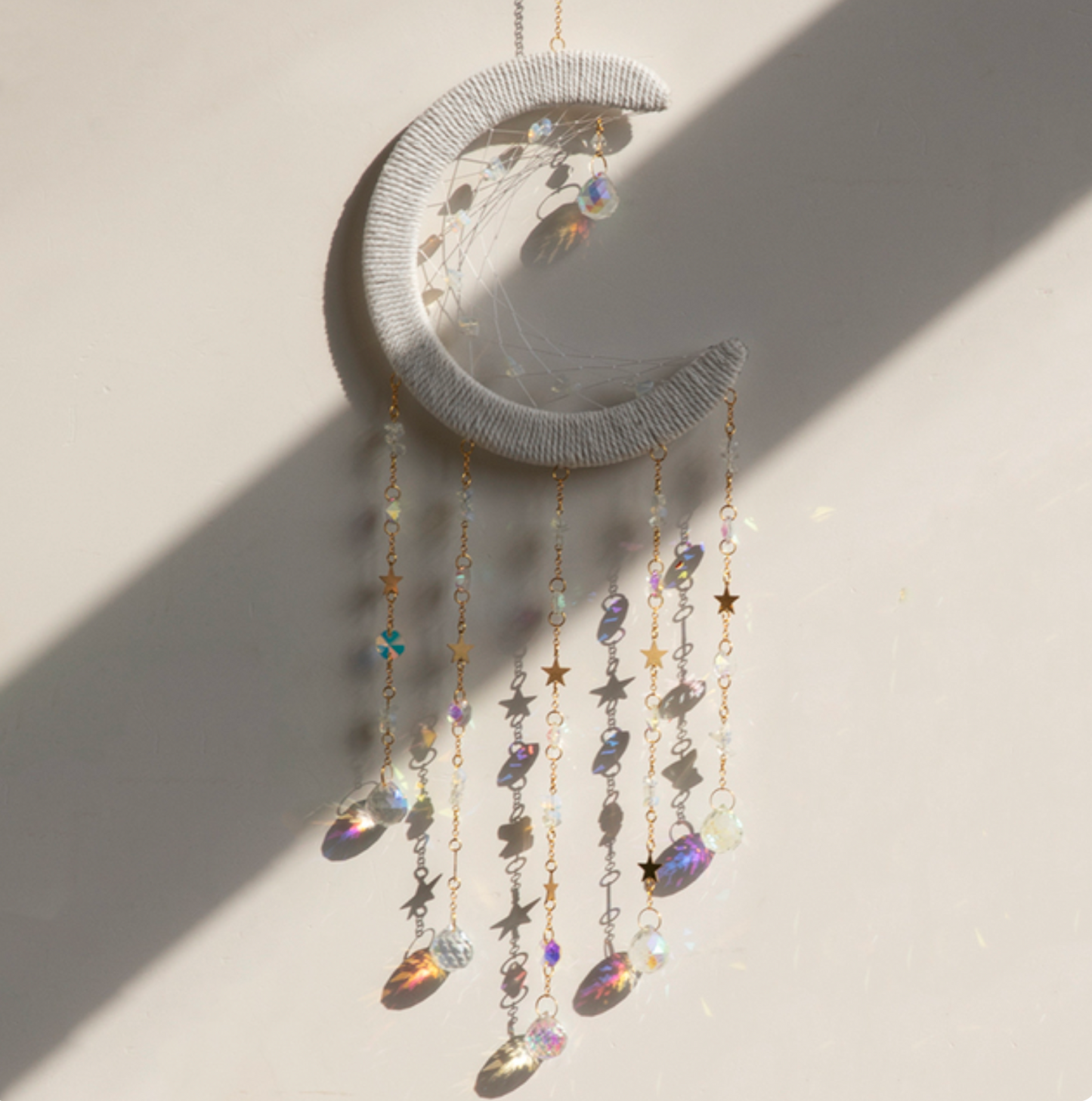 Macrame Woven Crystal Suncatcher Hanging