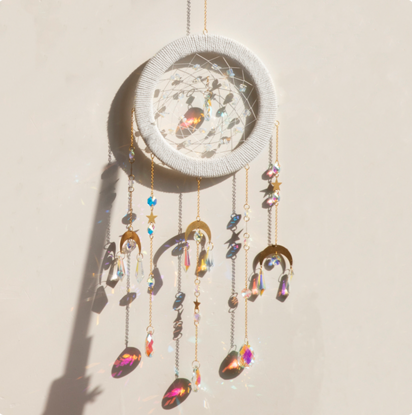 Macrame Woven Crystal Suncatcher Hanging