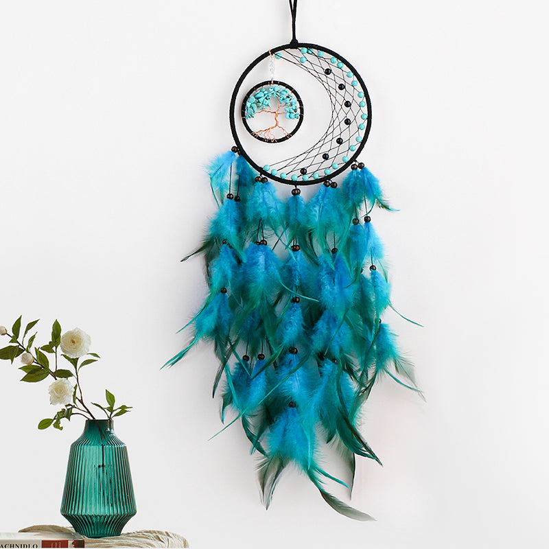 Mini Beaded Tree of Life Feather Dreamcatcher
