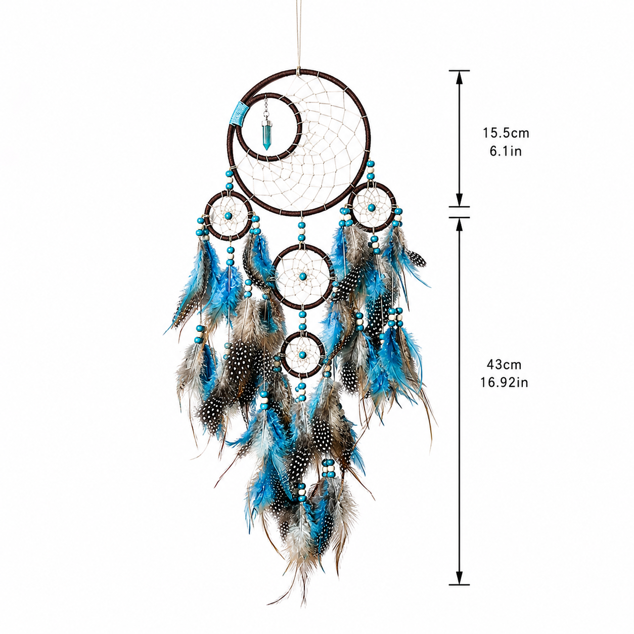Native Turquoise Feather Dream Catcher – Boho Wall Hanging Decor