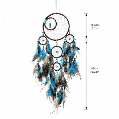 Native Turquoise Feather Dream Catcher – Boho Wall Hanging Decor