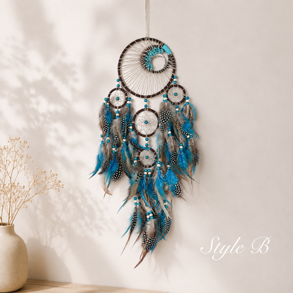 Native Turquoise Feather Dream Catcher – Boho Wall Hanging Decor