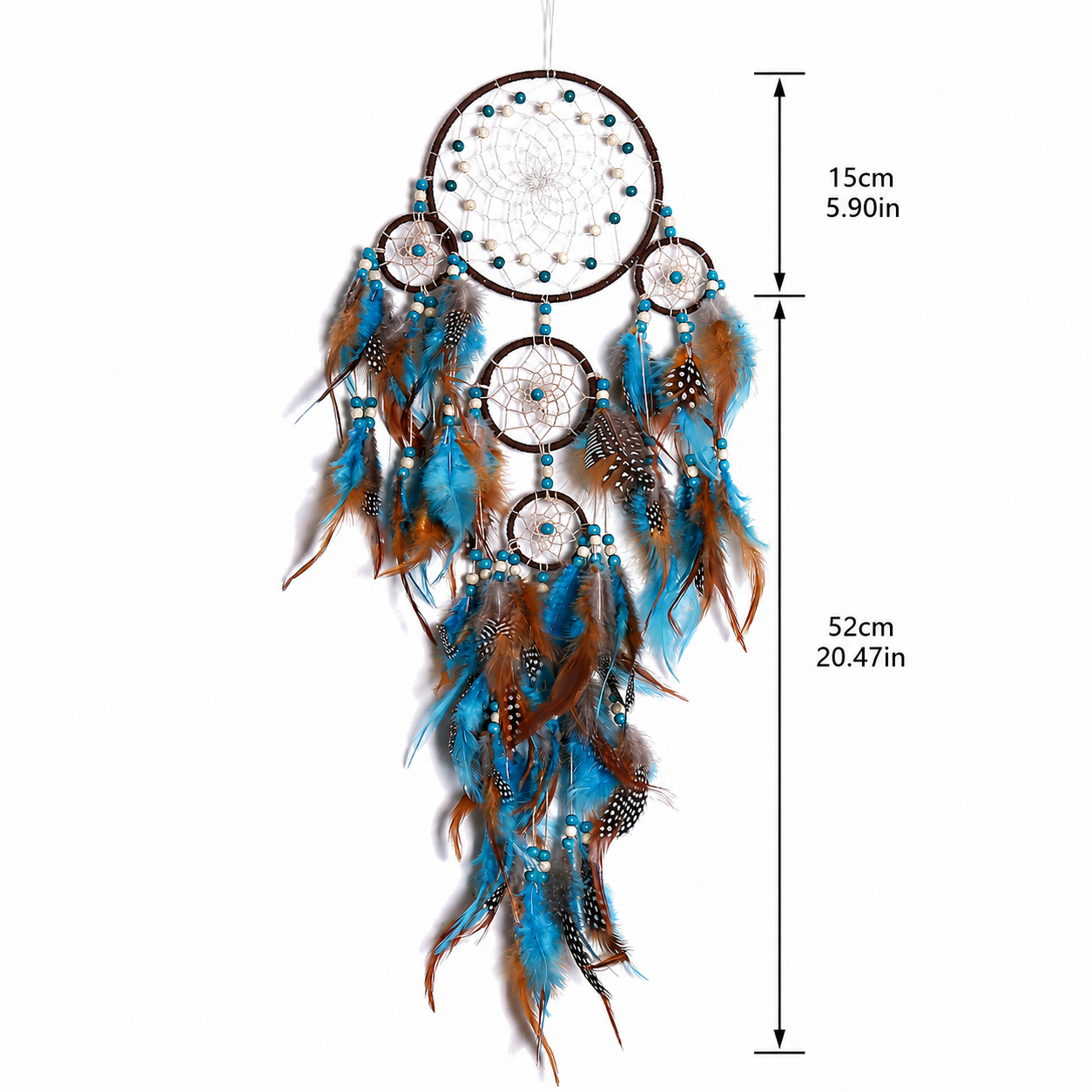Native Turquoise Feather Dream Catcher – Boho Wall Hanging Decor