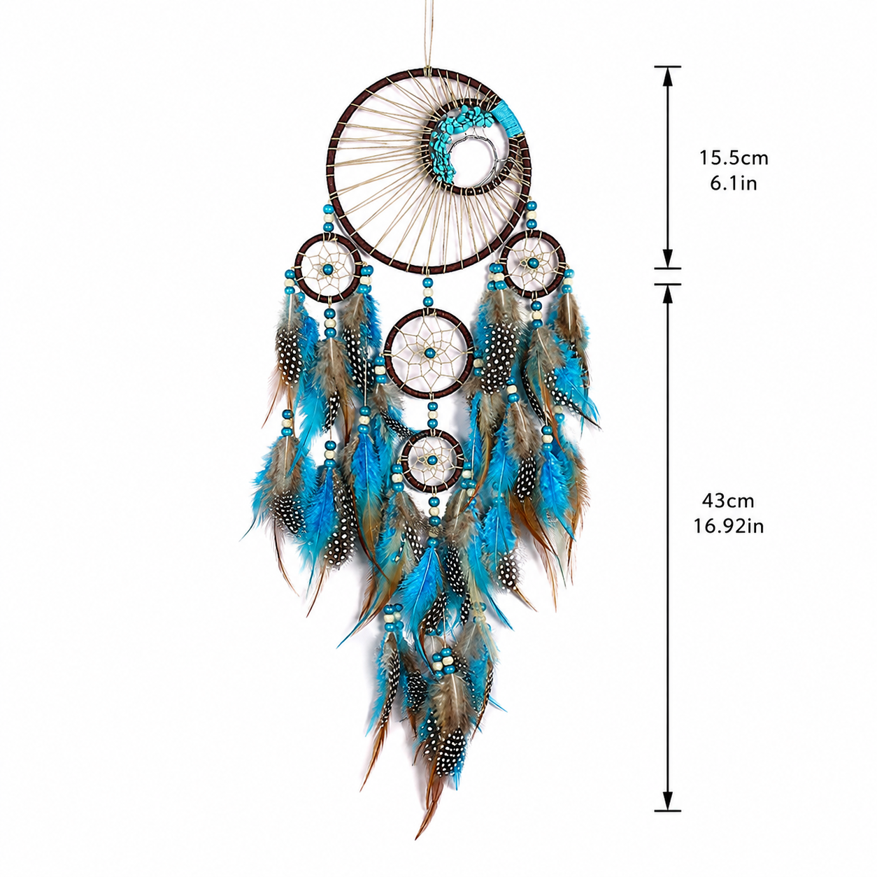 Native Turquoise Feather Dream Catcher – Boho Wall Hanging Decor
