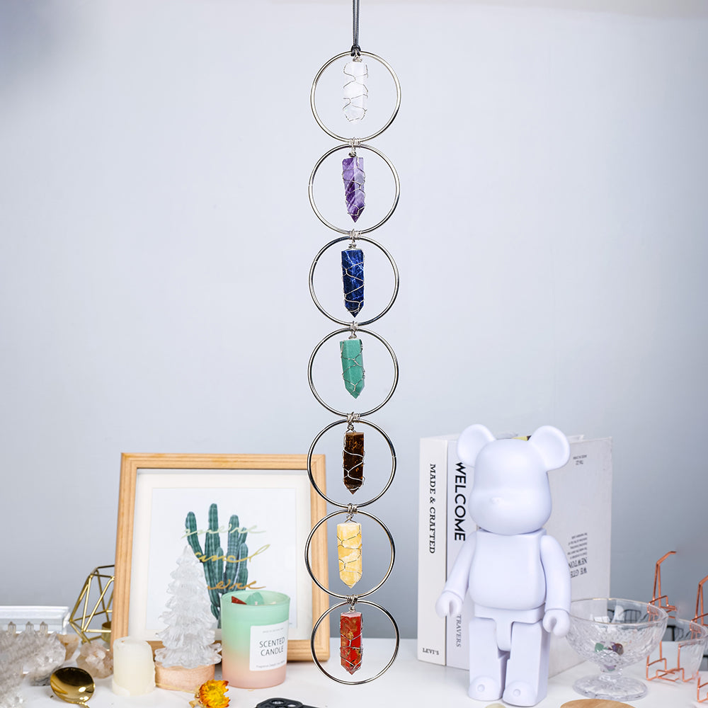 Natural 7 Chakra Gemstone Crystal Wall Hanging