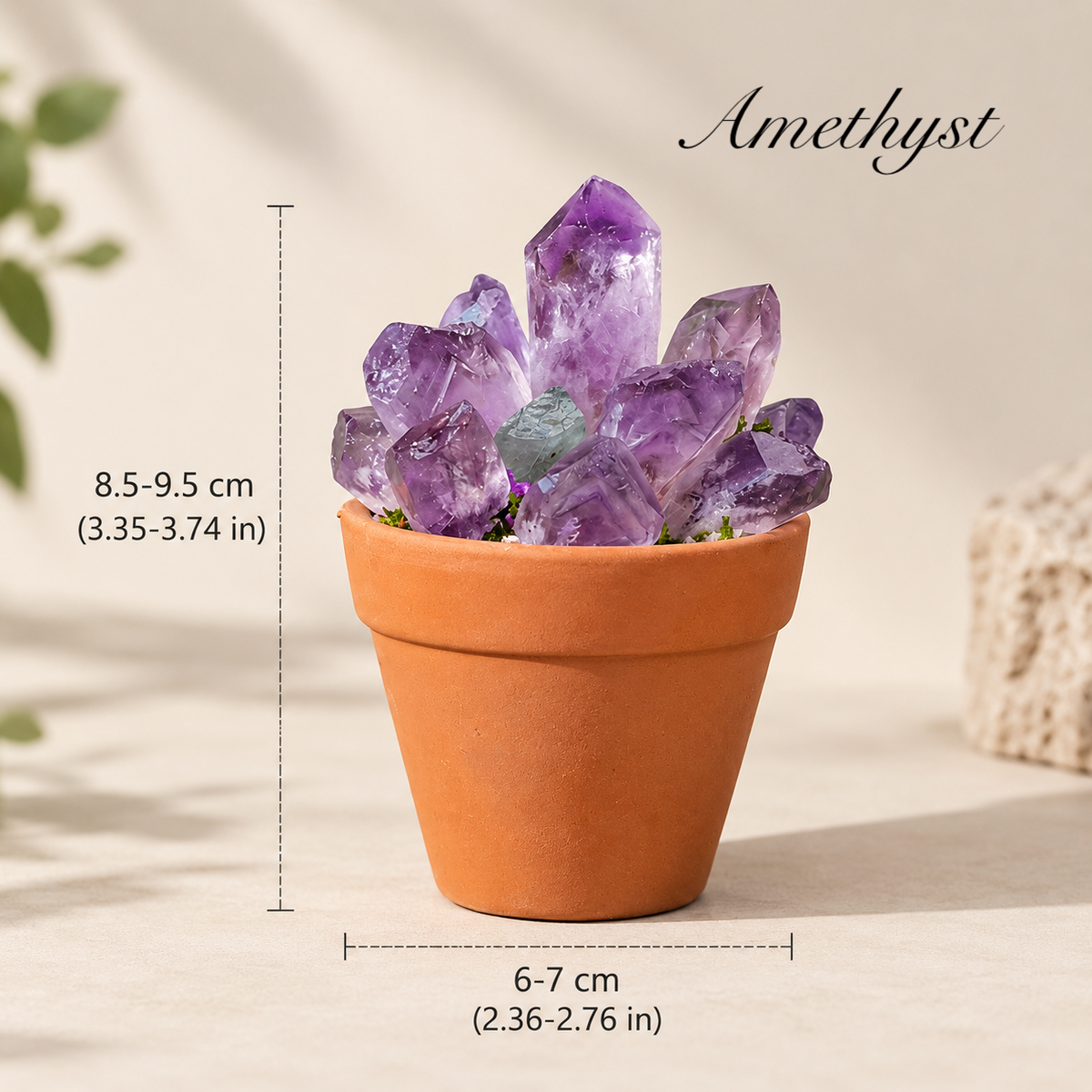 Natural Crystal Cluster with Planter Pot