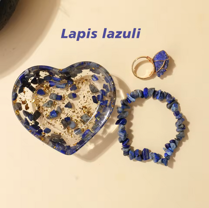 Resin Gemstone Heart Bowl Jewellery Set