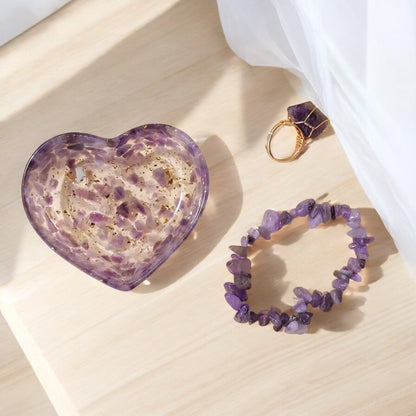 Resin Gemstone Heart Bowl Jewellery Set