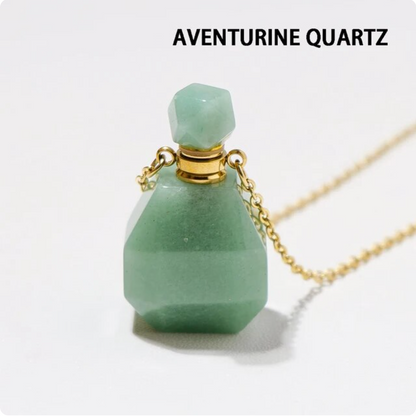 Gemstone Essential Oil Bottle Pendant Necklace