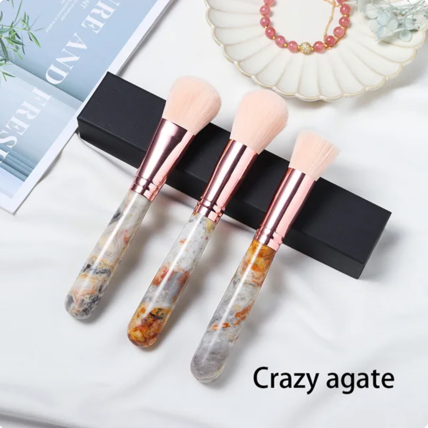 Crystal Gemstone Makeup Brushes Set