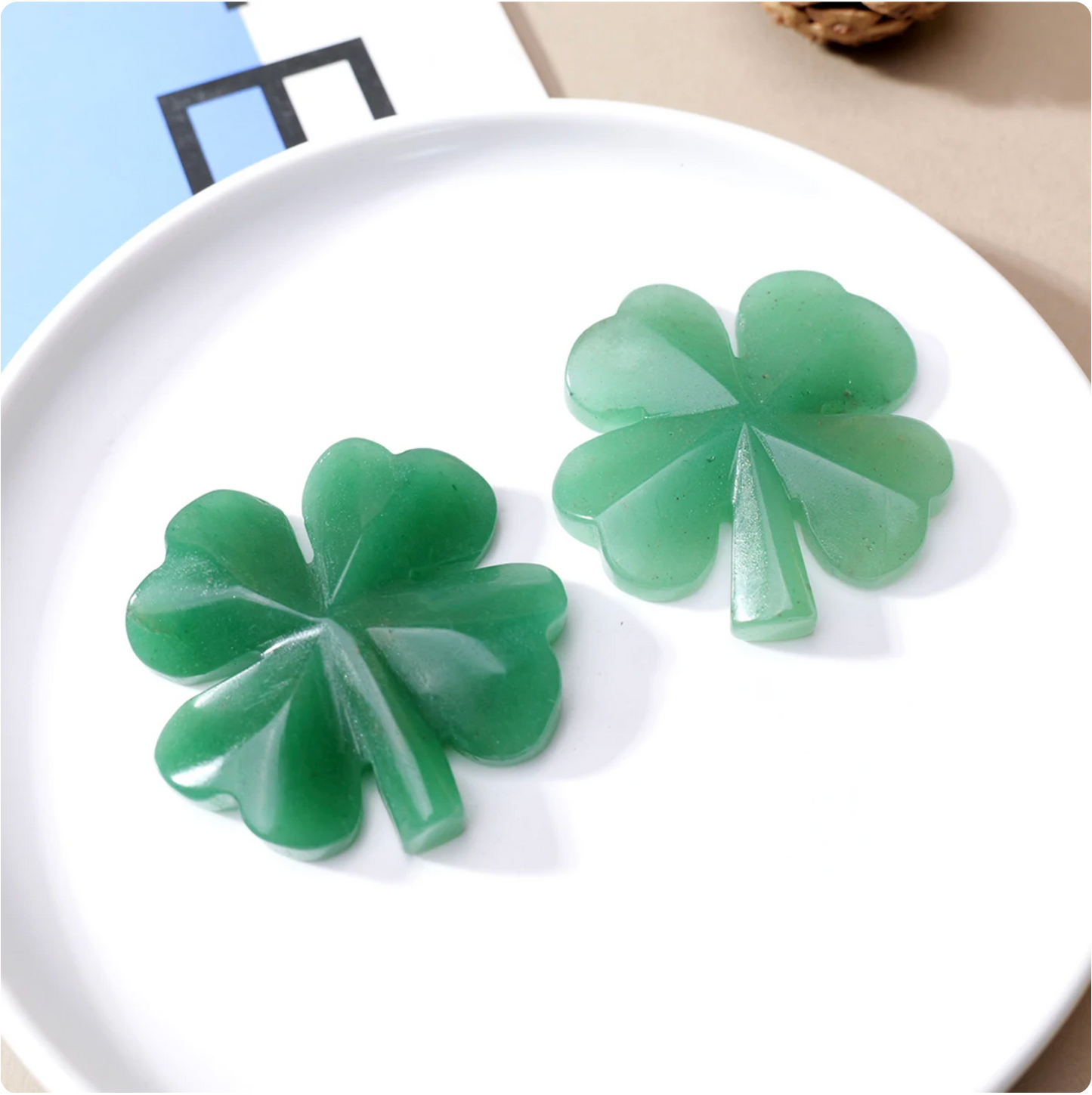 Aventurine Lucky Four Leaf Clover Sculpture