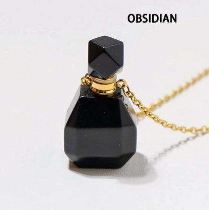 Gemstone Essential Oil Bottle Pendant Necklace