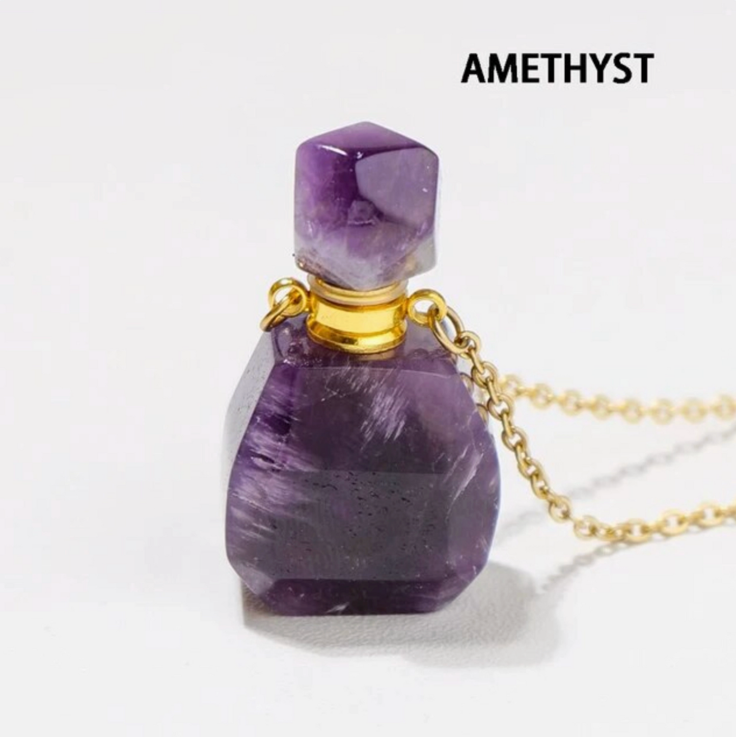 Gemstone Essential Oil Bottle Pendant Necklace