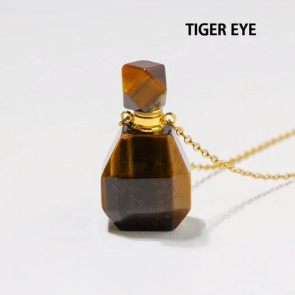 Gemstone Essential Oil Bottle Pendant Necklace