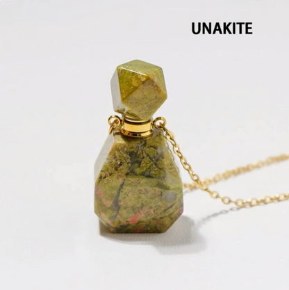 Gemstone Essential Oil Bottle Pendant Necklace