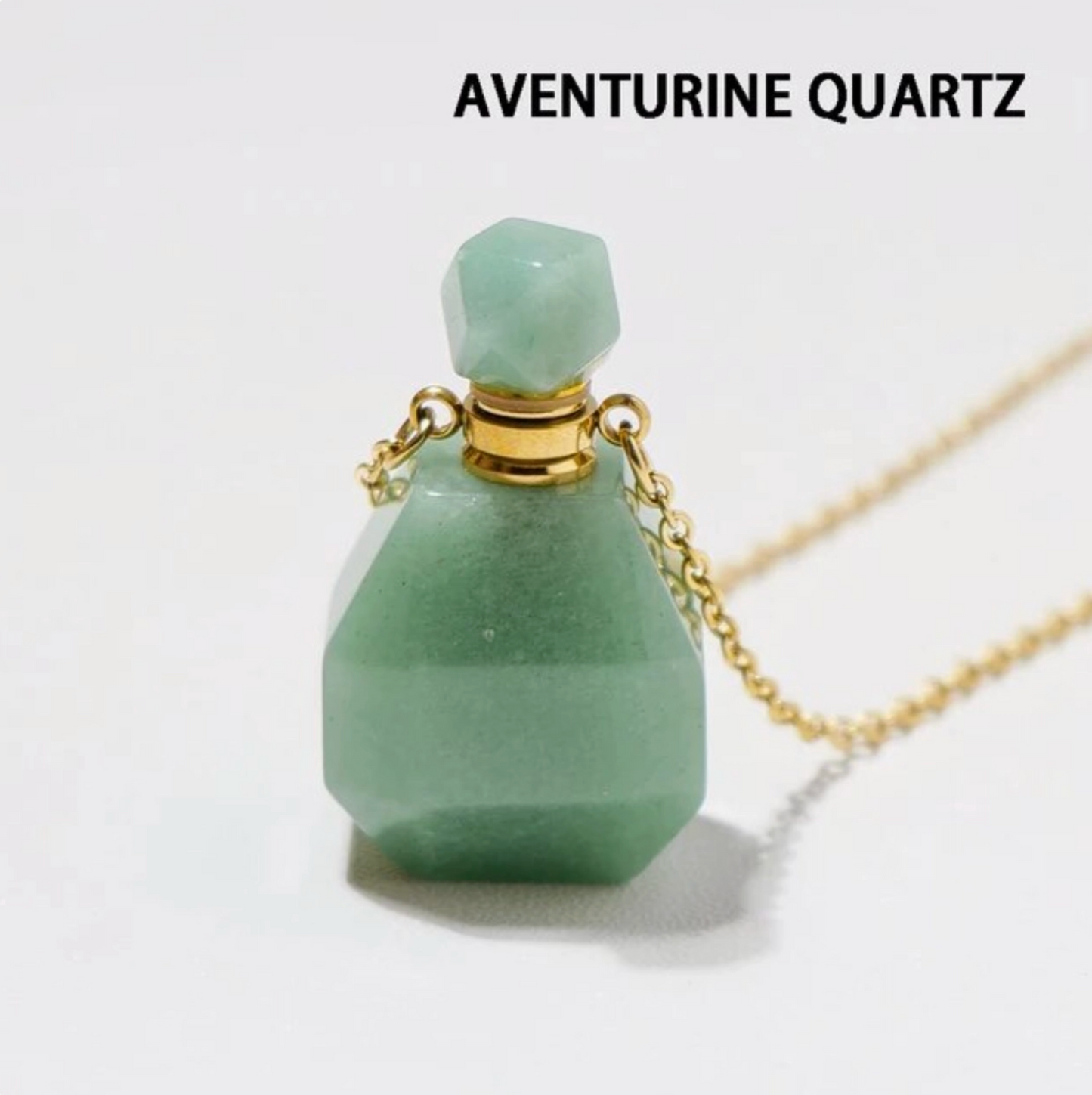 Gemstone Essential Oil Bottle Pendant Necklace