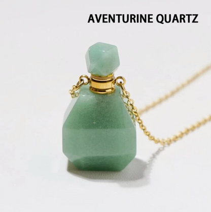 Gemstone Essential Oil Bottle Pendant Necklace