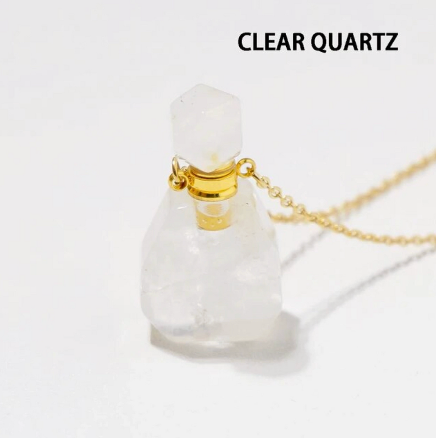 Gemstone Essential Oil Bottle Pendant Necklace