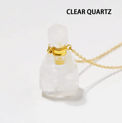 Gemstone Essential Oil Bottle Pendant Necklace