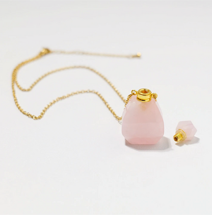 Gemstone Essential Oil Bottle Pendant Necklace